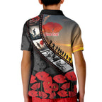 Personalised Remembering ANZAC Lest We Forget Kid Polo Shirt Vintage Film Frame Memorial Red Poppy