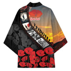 Personalised Remembering ANZAC Lest We Forget Kimono Vintage Film Frame Memorial Red Poppy