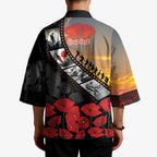 Personalised Remembering ANZAC Lest We Forget Kimono Vintage Film Frame Memorial Red Poppy