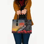 Personalised Remembering ANZAC Lest We Forget Leather Bag Vintage Film Frame Memorial Red Poppy