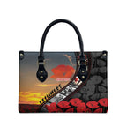 Personalised Remembering ANZAC Lest We Forget Leather Bag Vintage Film Frame Memorial Red Poppy
