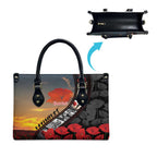 Personalised Remembering ANZAC Lest We Forget Leather Bag Vintage Film Frame Memorial Red Poppy