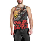 Personalised Remembering ANZAC Lest We Forget Men Tank Top Vintage Film Frame Memorial Red Poppy