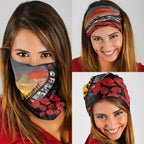 Personalised Remembering ANZAC Lest We Forget Neck Gaiter Vintage Film Frame Memorial Red Poppy