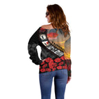 Personalised Remembering ANZAC Lest We Forget Off Shoulder Sweater Vintage Film Frame Memorial Red Poppy
