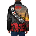 Personalised Remembering ANZAC Lest We Forget Padded Jacket Vintage Film Frame Memorial Red Poppy