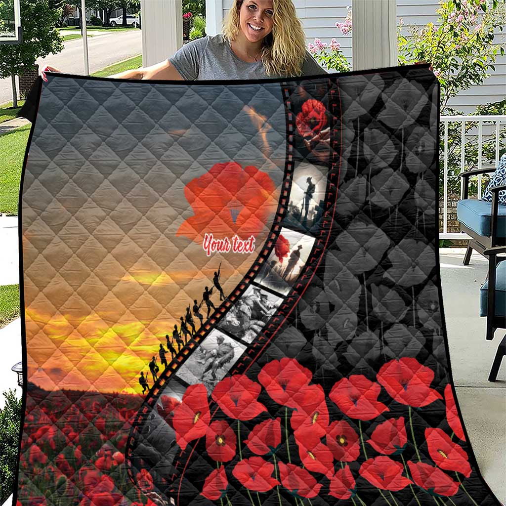Personalised Remembering ANZAC Lest We Forget Quilt Vintage Film Frame Memorial Red Poppy
