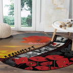 Personalised Remembering ANZAC Lest We Forget Round Carpet Vintage Film Frame Memorial Red Poppy