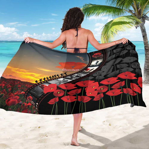 Personalised Remembering ANZAC Lest We Forget Sarong Vintage Film Frame Memorial Red Poppy