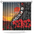 Personalised Remembering ANZAC Lest We Forget Shower Curtain Vintage Film Frame Memorial Red Poppy