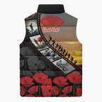 Personalised Remembering ANZAC Lest We Forget Sleeveless Puffer Jacket Vintage Film Frame Memorial Red Poppy