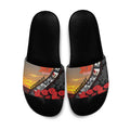 Personalised Remembering ANZAC Lest We Forget Slide Sandals Vintage Film Frame Memorial Red Poppy