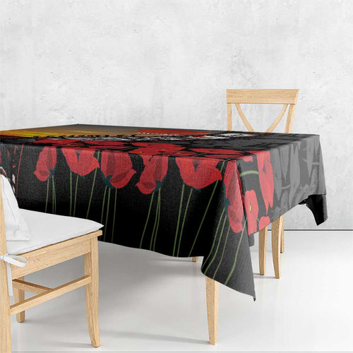 Personalised Remembering ANZAC Lest We Forget Tablecloth Vintage Film Frame Memorial Red Poppy