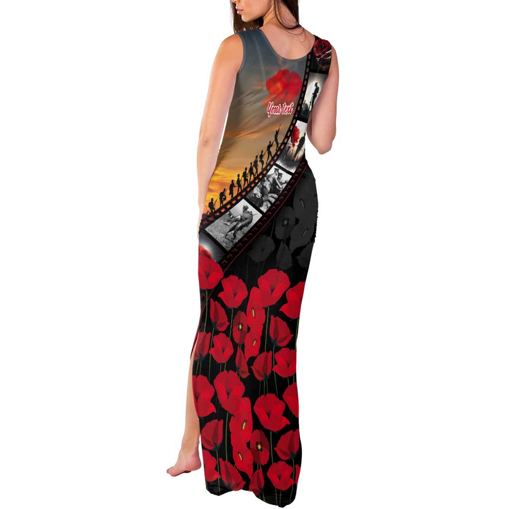 Personalised Remembering ANZAC Lest We Forget Tank Maxi Dress Vintage Film Frame Memorial Red Poppy