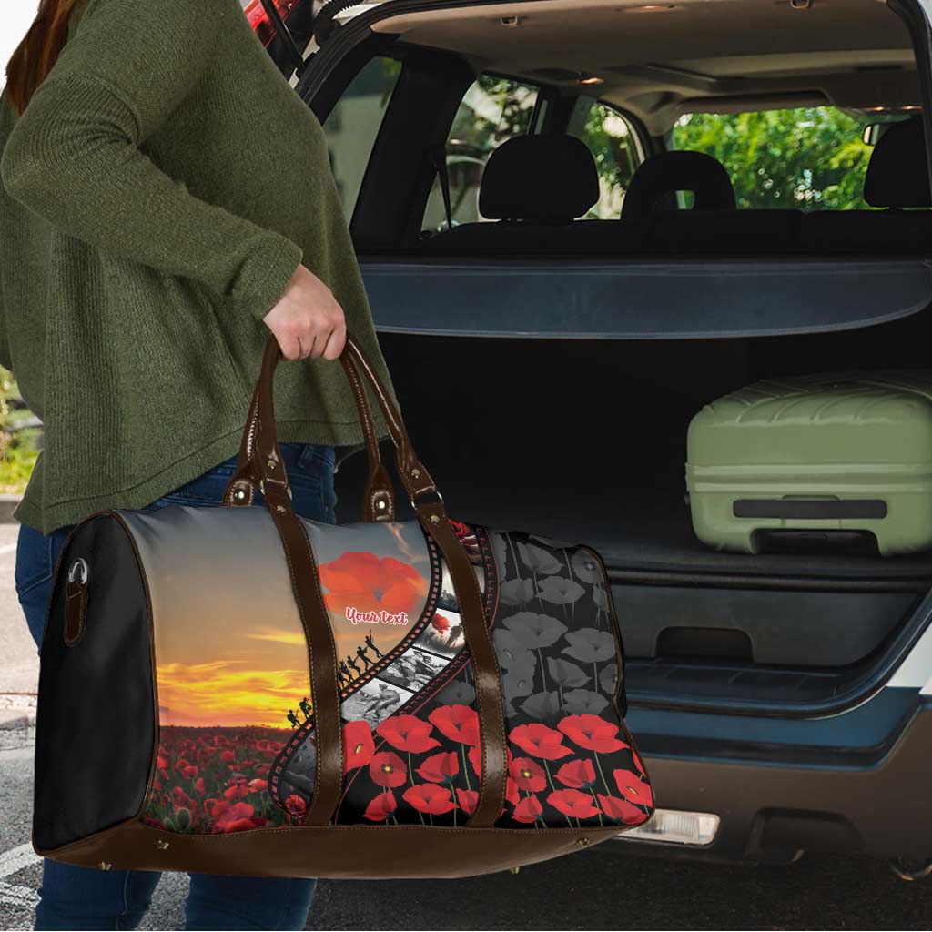 Personalised Remembering ANZAC Lest We Forget Travel Bag Vintage Film Frame Memorial Red Poppy