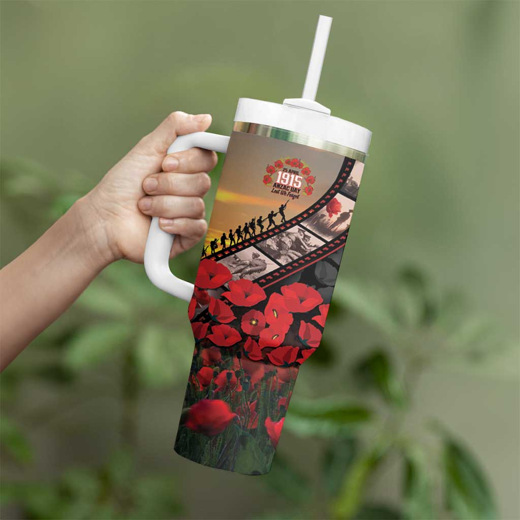 Personalised Remembering ANZAC Lest We Forget Tumbler With Handle Vintage Film Frame Memorial Red Poppy