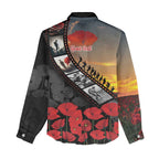 Personalised Remembering ANZAC Lest We Forget Women Casual Shirt Vintage Film Frame Memorial Red Poppy