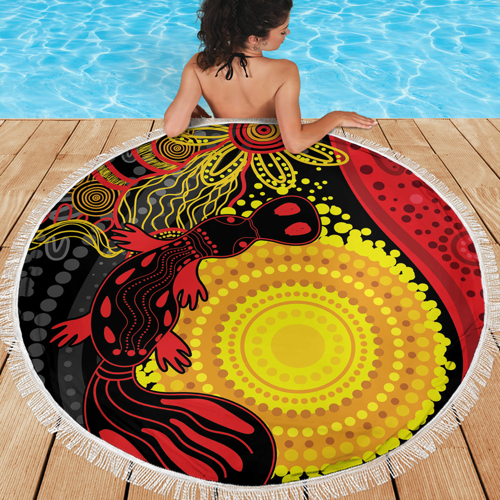 Platypus Aboriginal Art Style Beach Blanket
