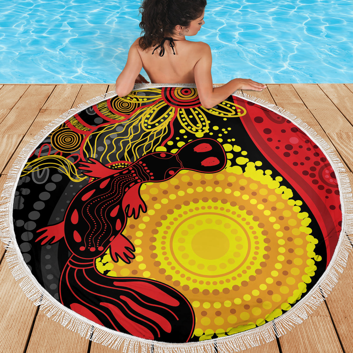 Platypus Aboriginal Art Style Beach Blanket