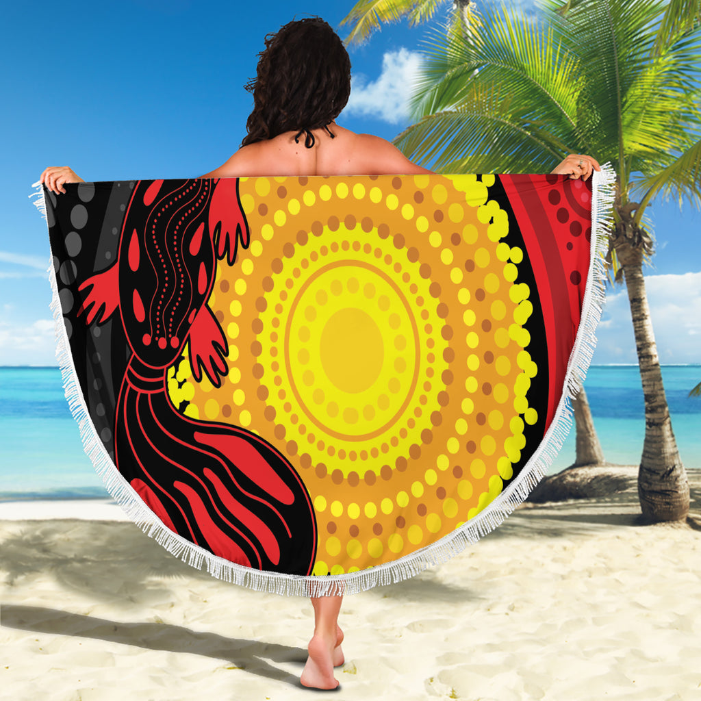 Platypus Aboriginal Art Style Beach Blanket