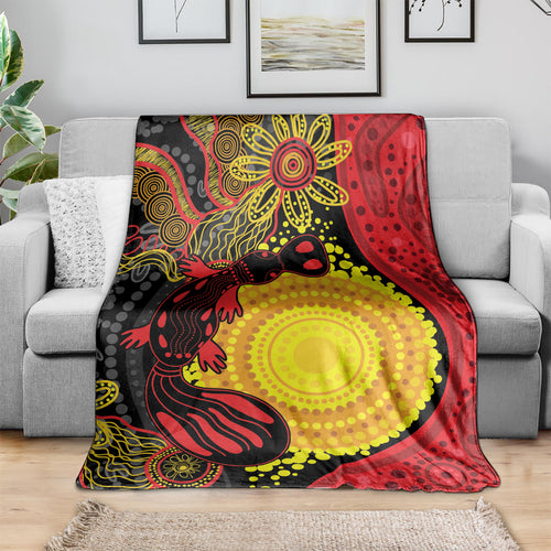 Platypus Aboriginal Art Style Blanket