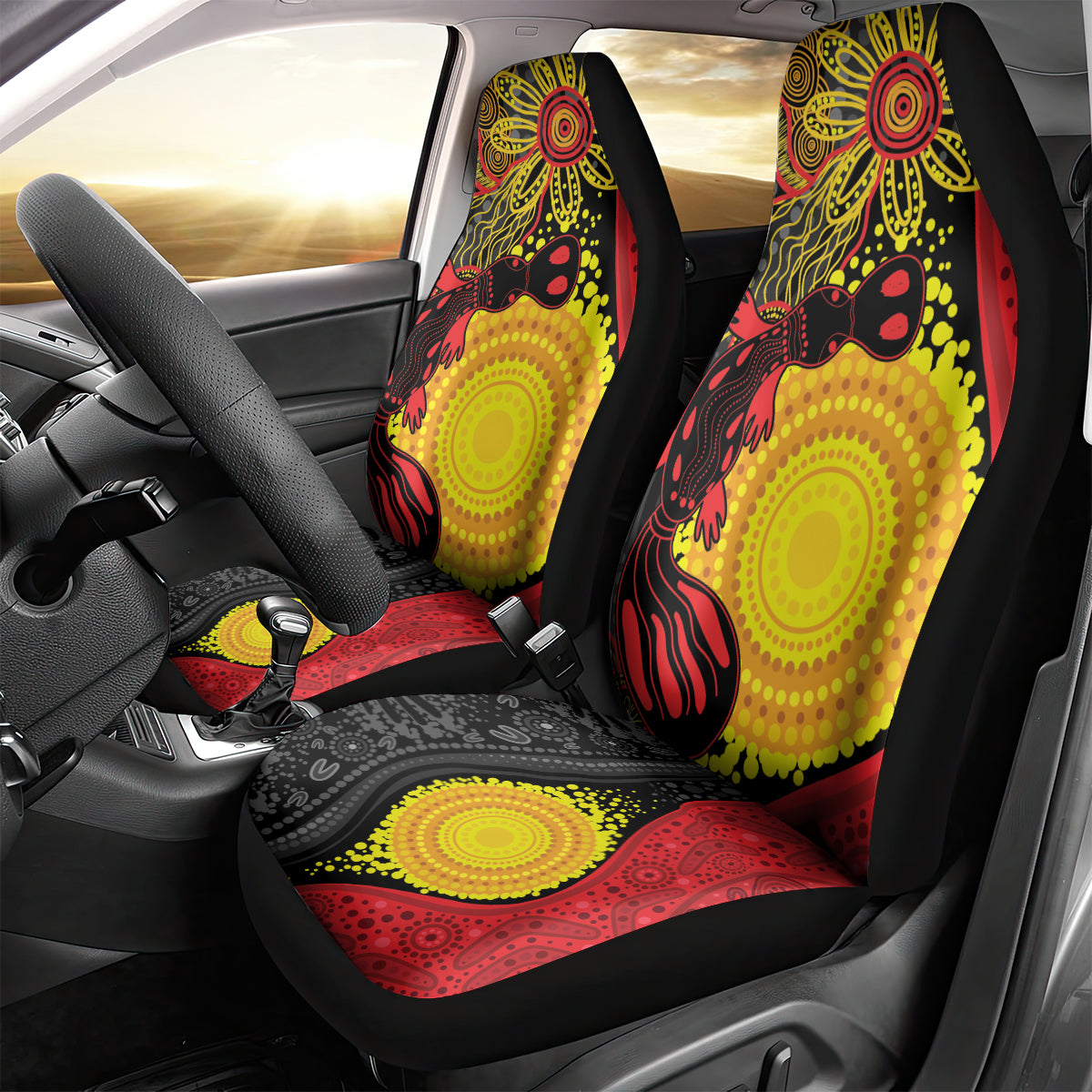 Platypus Aboriginal Art Style Car Seat Cover