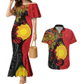 Platypus Aboriginal Art Style Couples Matching Mermaid Dress and Hawaiian Shirt