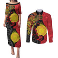 Platypus Aboriginal Art Style Couples Matching Puletasi and Long Sleeve Button Shirt