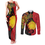 Platypus Aboriginal Art Style Couples Matching Tank Maxi Dress and Long Sleeve Button Shirt