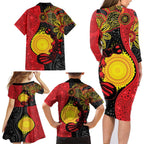 Platypus Aboriginal Art Style Family Matching Long Sleeve Bodycon Dress and Hawaiian Shirt