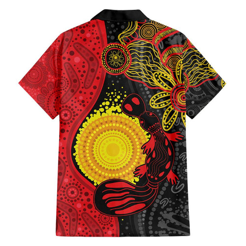 Platypus Aboriginal Art Style Family Matching Long Sleeve Bodycon Dress and Hawaiian Shirt
