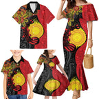 Platypus Aboriginal Art Style Family Matching Mermaid Dress and Hawaiian Shirt