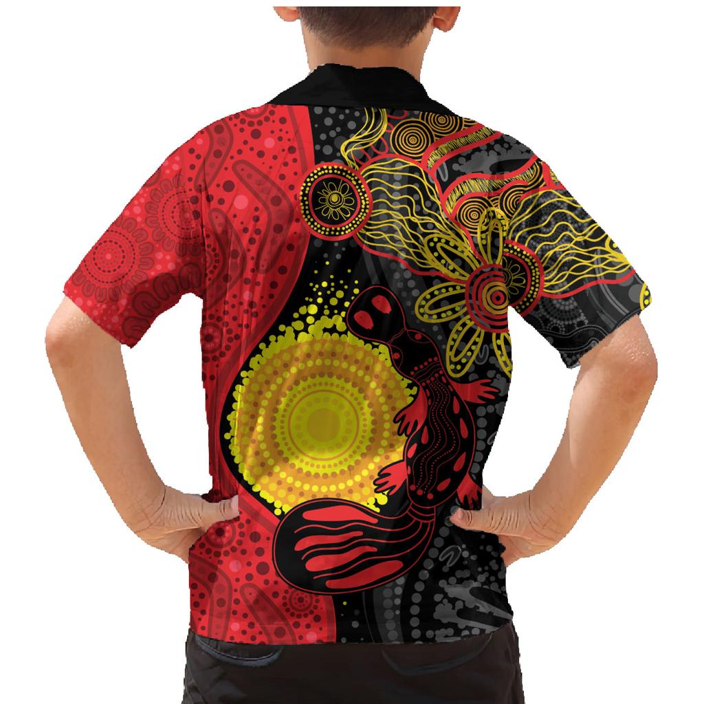 Platypus Aboriginal Art Style Family Matching Mermaid Dress and Hawaiian Shirt