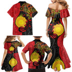 Platypus Aboriginal Art Style Family Matching Mermaid Dress and Hawaiian Shirt