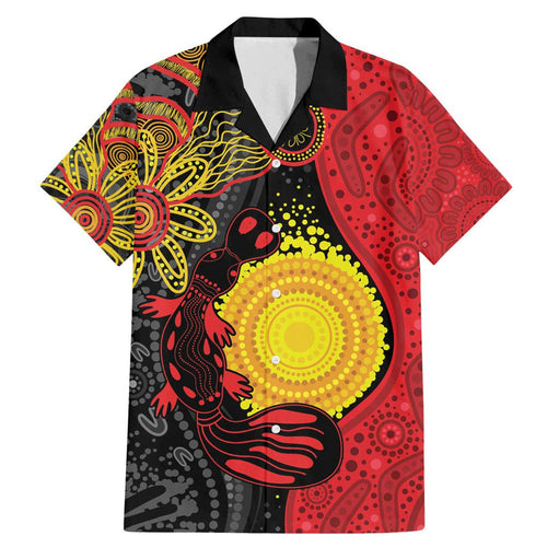 Platypus Aboriginal Art Style Family Matching Mermaid Dress and Hawaiian Shirt
