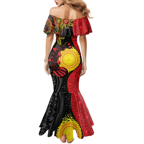 Platypus Aboriginal Art Style Family Matching Mermaid Dress and Hawaiian Shirt