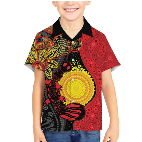 Platypus Aboriginal Art Style Family Matching Mermaid Dress and Hawaiian Shirt