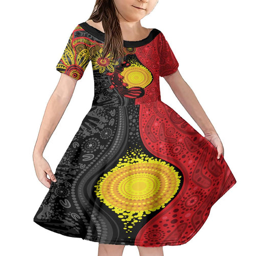 Platypus Aboriginal Art Style Family Matching Off Shoulder Maxi Dress and Hawaiian Shirt