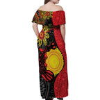 Platypus Aboriginal Art Style Family Matching Off Shoulder Maxi Dress and Hawaiian Shirt