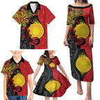 Platypus Aboriginal Art Style Family Matching Puletasi and Hawaiian Shirt