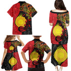 Platypus Aboriginal Art Style Family Matching Puletasi and Hawaiian Shirt