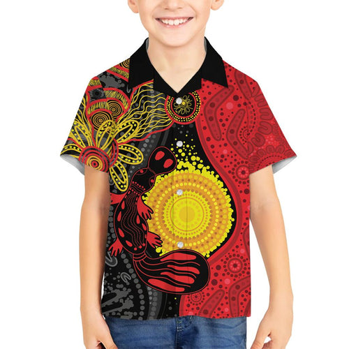 Platypus Aboriginal Art Style Family Matching Puletasi and Hawaiian Shirt