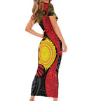 Platypus Aboriginal Art Style Family Matching Short Sleeve Bodycon Dress and Hawaiian Shirt