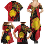 Platypus Aboriginal Art Style Family Matching Summer Maxi Dress and Hawaiian Shirt