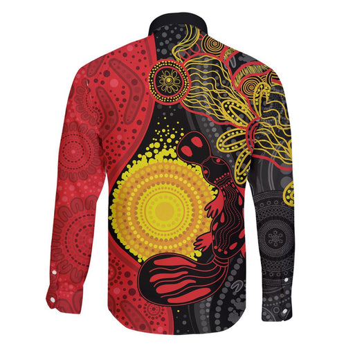 Platypus Aboriginal Art Style Family Matching Summer Maxi Dress and Hawaiian Shirt