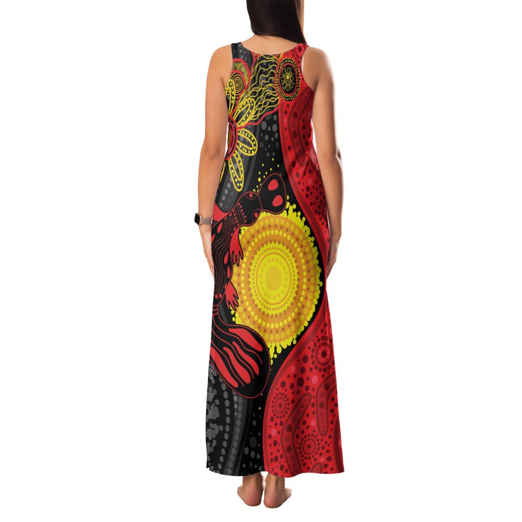 Platypus Aboriginal Art Style Family Matching Tank Maxi Dress and Hawaiian Shirt