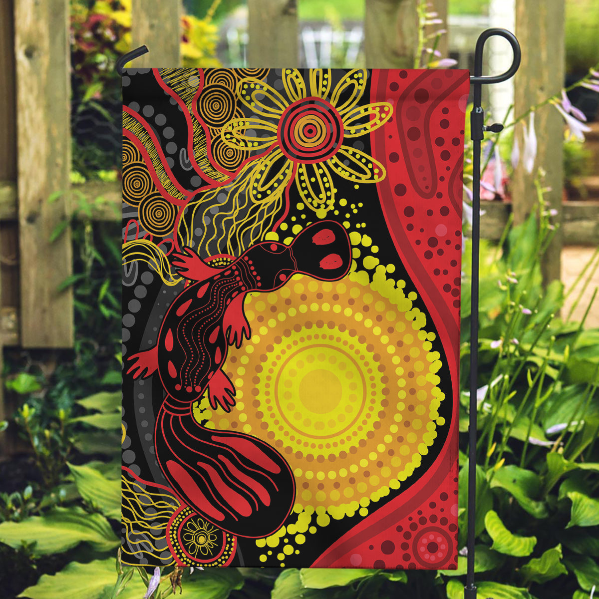 Platypus Aboriginal Art Style Garden Flag