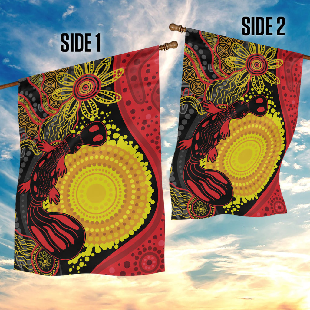 Platypus Aboriginal Art Style Garden Flag