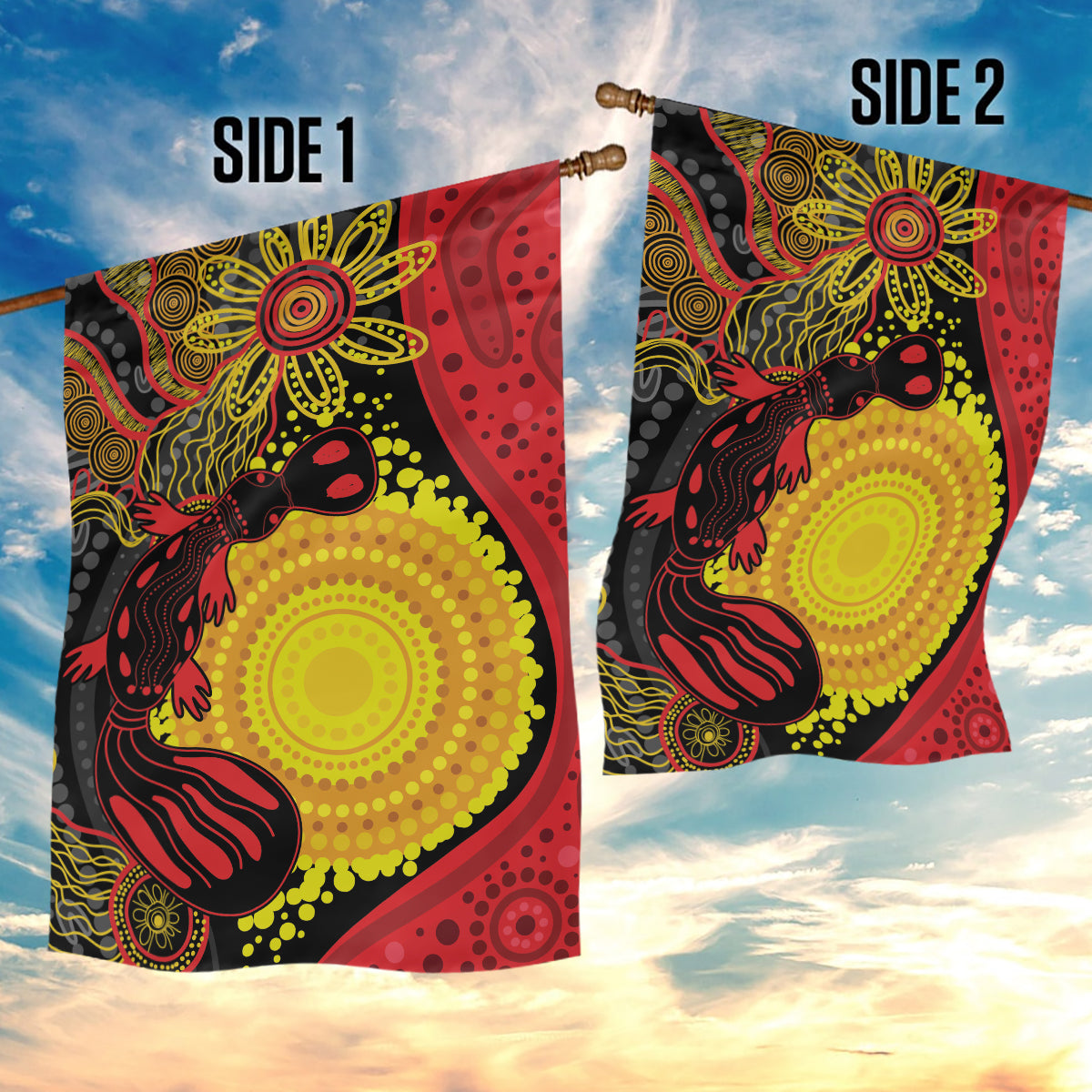 Platypus Aboriginal Art Style Garden Flag