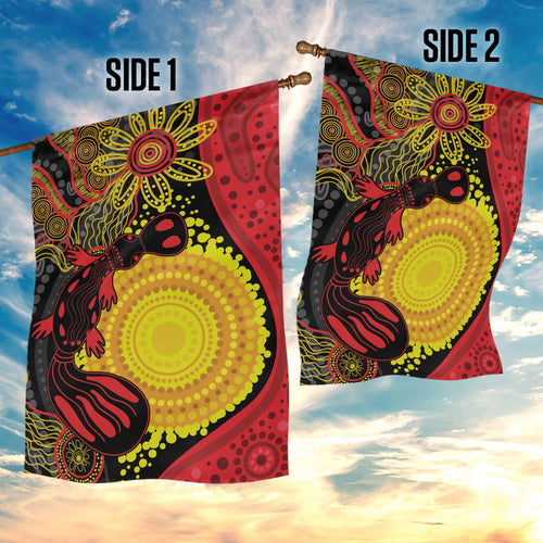 Platypus Aboriginal Art Style Garden Flag